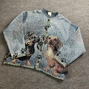 Sugar Street Weavers Vintage Tapestry Jacket Dachshunds Dogs Size XL Made USA